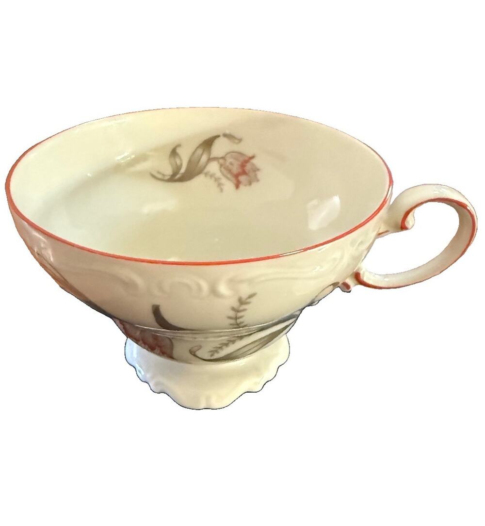 Vintage Rosenthal Pompadour Footed Teacup Red Trim Selb Germany